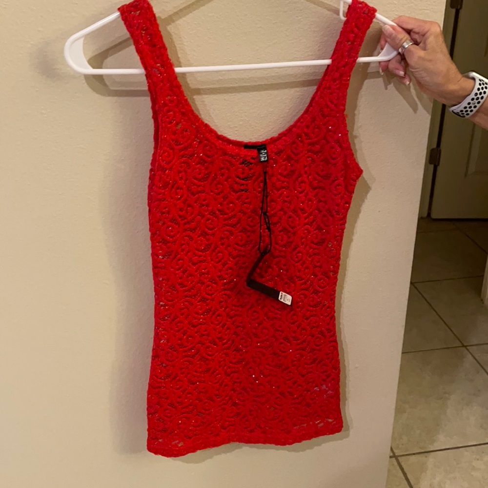 NWT Red lace top